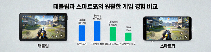 태블릿과 스마트폰에서 원활한 게임 경험을 비교하는 시각화 자료